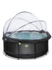 Бассейн с куполом EXIT чёрный 360х122 см + тепловой насос